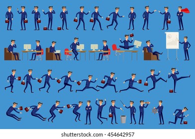 Set of Happy office man. Vector illustration. Set of businessman characters poses, eps10 vector format art