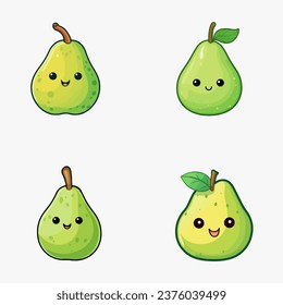 set of happy pear cookies watercolor illustrations for printing on baby clothes, pattern, sticker, postcards, print, fabric, and books