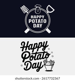 A Set of Happy Potato Day Typography T-Shirt Design.