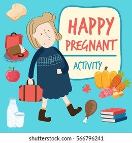 Set of Happy Pregnant Activity : Vector Illustration