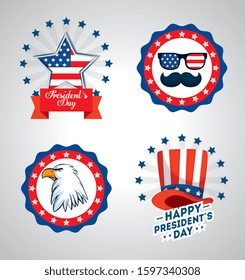 set of happy presidents day icons vector illustration design