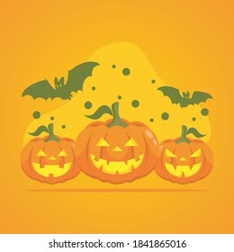 Set Of Happy Pumpkin Illustration Halloween Party Pumpkin Vector