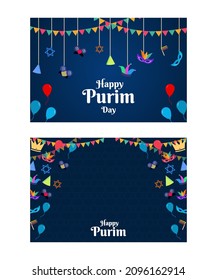 Happy-Purim-Day-Hintergrund mit Kopienraum. purimer Tag Vektordesign. Flachbildgrafik