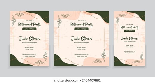 Set of Happy retirement, Party invitation, Retirement Party Invitation Layout 