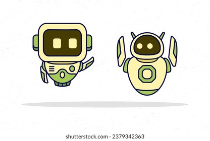 Set of happy robots isolated. Vector illustration. Suitable for character and mascot designs.