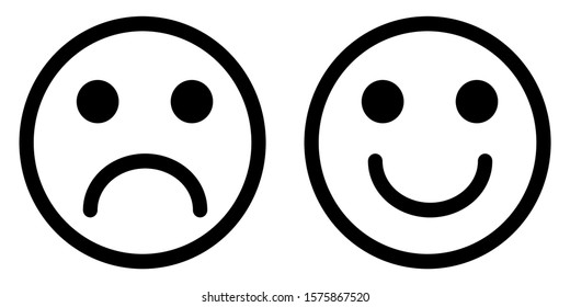 A set of Happy and Sad Face line emoji, emoticons for app and website design