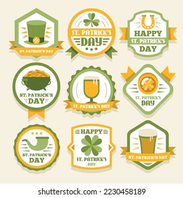 Set Of Happy St. Patrick's Day logo Retro Style Emblems. Vector illustration.