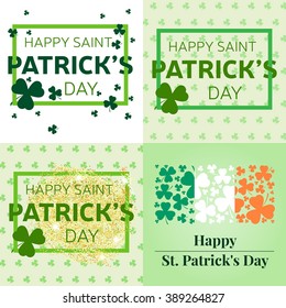 Set  of Happy St. Patrick's Day greeting card. Vector illustration.