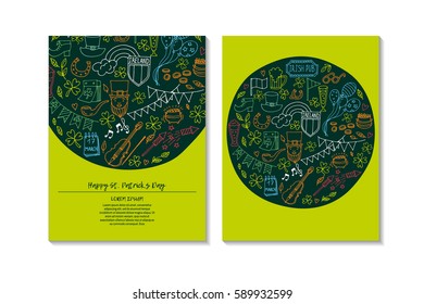 Set Of Happy St. Patrick's Day Greeting Card or Flyer. Vector illustration.