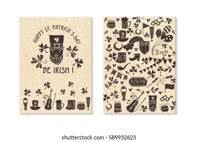 Set Of Happy St. Patrick's Day Greeting Card or Flyer. Vector illustration.