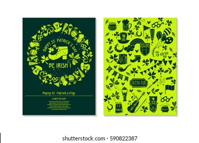 Set Of Happy St. Patrick's Day Greeting Card or Flyer. Vector illustration.