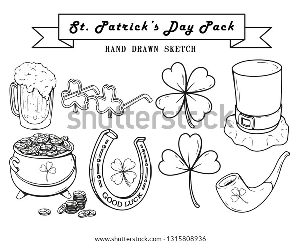 Set Von Happy St Patrick S Day Stock Vektorgrafik Lizenzfrei