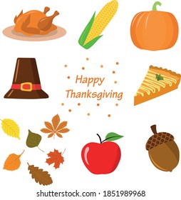 Set Happy thanksgiving day holiday