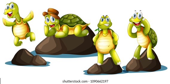 A Set of Happy Turtle illustration