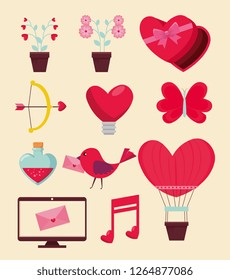 set happy valentine celebration with romantic decoration
