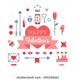 Set Of Happy Valentine's Day