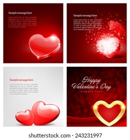 Conjunto de antecedentes de Feliz Día de San Valentín con plantilla de diseño de corazón para: Tarjeta de saludo, banners, invitaciones o carteles, ilustración vectorial 