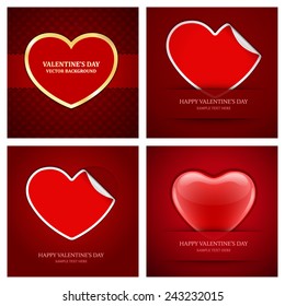 Set of Happy Valentines Day Backgrounds with Hearts Design Template for: Greeting card, banners, invitations or posters, vector illustration 