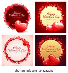 Set of Happy Valentines Day Backgrounds with Hearts Design Template for: Greeting card, banners, invitations or posters, vector illustration 