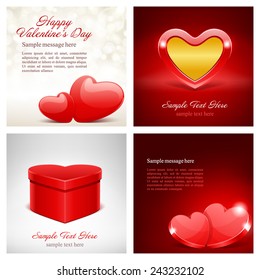 Set of Happy Valentines Day Backgrounds with Hearts Design Template for: Greeting card, banners, invitations or posters, vector illustration 