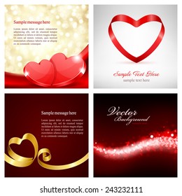 Conjunto de antecedentes de Feliz Día de San Valentín con plantilla de diseño de corazón para: Tarjeta de saludo, banners, invitaciones o carteles, ilustración vectorial 