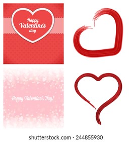 Set of Happy Valentines Day Backgrounds with Hearts Design Template for: Greeting card, banners, invitations or posters, vector illustration 