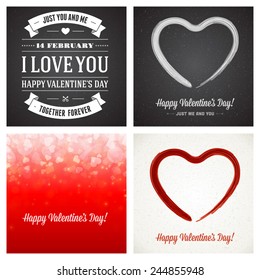 Conjunto de antecedentes de Feliz Día de San Valentín con plantilla de diseño de corazón para: Tarjeta de saludo, banners, invitaciones o carteles, ilustración vectorial 