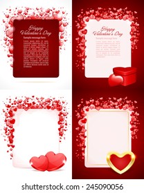 Set of Happy Valentines Day Backgrounds with Hearts Design Template for: Greeting card, banners, invitations or posters, vector illustration 