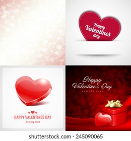 Set of Happy Valentines Day Backgrounds with Hearts Design Template for: Greeting card, banners, invitations or posters, vector illustration 