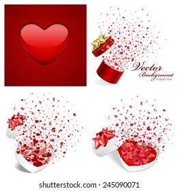 Set of Happy Valentines Day Backgrounds with Hearts Design Template for: Greeting card, banners, invitations or posters, vector illustration 