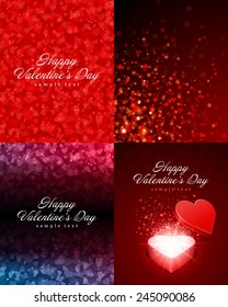 Set of Happy Valentines Day Backgrounds with Hearts Design Template for: Greeting card, banners, invitations or posters, vector illustration 