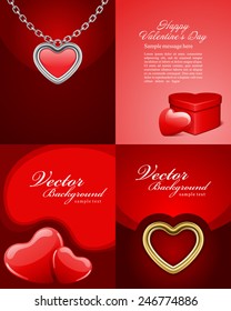 Set of Happy Valentines Day Backgrounds with Hearts Design Template for: Greeting card, banners, invitations or posters, vector illustration 