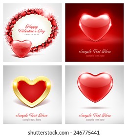 Conjunto de antecedentes de Feliz Día de San Valentín con plantilla de diseño de corazón para: Tarjeta de saludo, banners, invitaciones o carteles, ilustración vectorial 