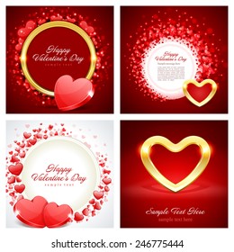 Set of Happy Valentines Day Backgrounds with Hearts Design Template for: Greeting card, banners, invitations or posters, vector illustration 