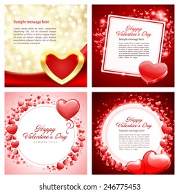 Conjunto de antecedentes de Feliz Día de San Valentín con plantilla de diseño de corazón para: Tarjeta de saludo, banners, invitaciones o carteles, ilustración vectorial 