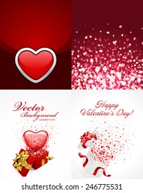 Set of Happy Valentines Day Backgrounds with Hearts Design Template for: Greeting card, banners, invitations or posters, vector illustration 