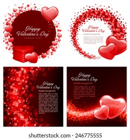 Conjunto de Feliz Dia dos Namorados Fundo com Copas Modelo de Design para: Cartão de saudação, banners, convites ou cartazes, ilustração vetorial 