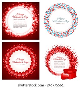 Conjunto de antecedentes de Feliz Día de San Valentín con plantilla de diseño de corazón para: Tarjeta de saludo, banners, invitaciones o carteles, ilustración vectorial 