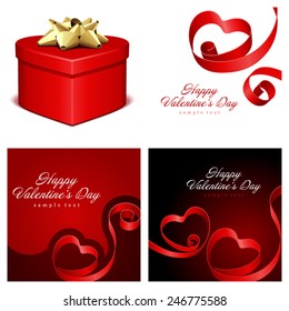 Conjunto de antecedentes de Feliz Día de San Valentín con plantilla de diseño de corazón para: Tarjeta de saludo, banners, invitaciones o carteles, ilustración vectorial 