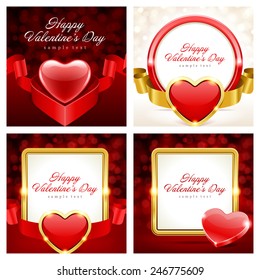 Conjunto de antecedentes de Feliz Día de San Valentín con plantilla de diseño de corazón para: Tarjeta de saludo, banners, invitaciones o carteles, ilustración vectorial 