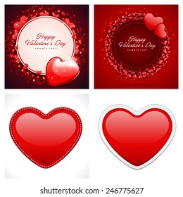 Set of Happy Valentines Day Backgrounds with Hearts Design Template for: Greeting card, banners, invitations or posters, vector illustration 