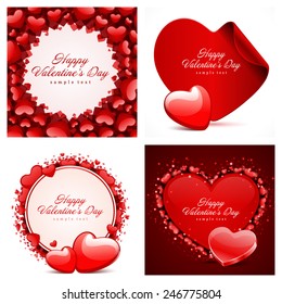 Set of Happy Valentines Day Backgrounds with Hearts Design Template for: Greeting card, banners, invitations or posters, vector illustration 