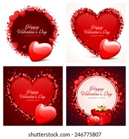 Set of Happy Valentines Day Backgrounds with Hearts Design Template for: Greeting card, banners, invitations or posters, vector illustration 