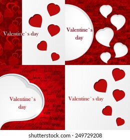 Set of Happy Valentines Day Backgrounds with Hearts Design Template for: Greeting card, banners, invitations or posters, vector illustration
