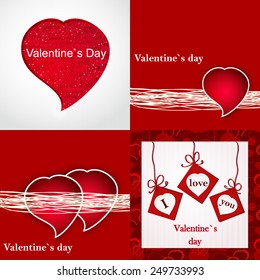 Set of Happy Valentines Day Backgrounds with Hearts Design Template for: Greeting card, banners, invitations or posters, vector illustration