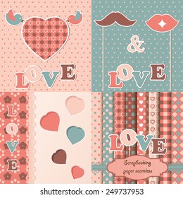 Set of Happy Valentines Day Backgrounds with Hearts Design Template for: Greeting card, banners, invitations or posters, vector illustration