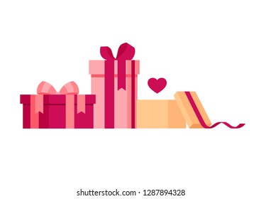 Set of Happy Valentines Day boxes Vector