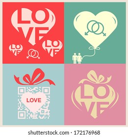 Set of happy valentines day cards