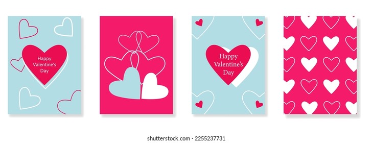 Set of Happy Valentines Day cards. Design template for advertising, web, social media, stories templates