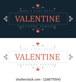 Set of happy Valentine's Day Greeting Card vector illustration.